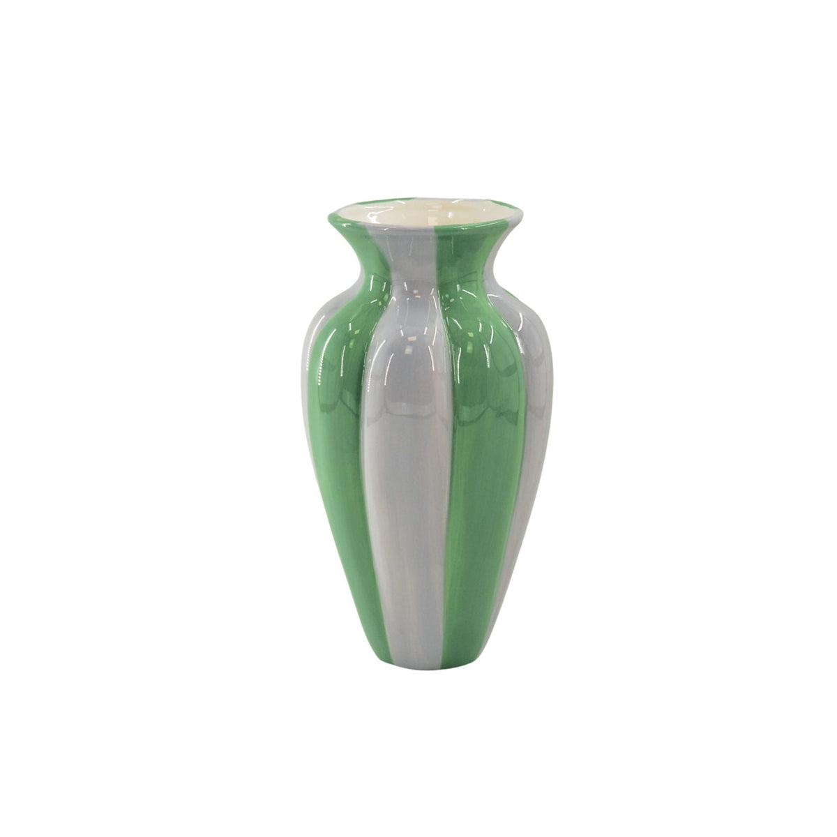 HOUSEVITAMIN VAAS PLEATED KERAMIEK LILA/GROEN 29,5 CM