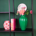 HOUSEVITAMIN VAAS PLEATED KERAMIEK GROEN/LILA 29,5 CM