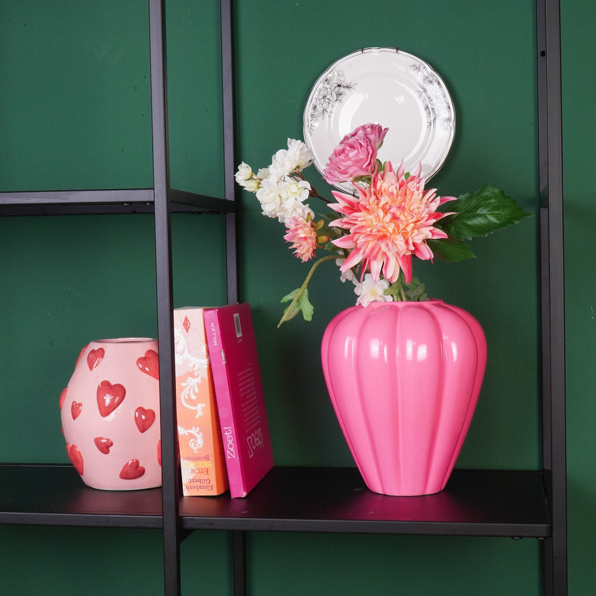 HOUSEVITAMIN VAAS SWIRL KERAMIEK ROZE 21,5 CM