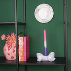 HOUSEVITAMIN KANDELAAR BOW KERAMIEK LILA 18 CM