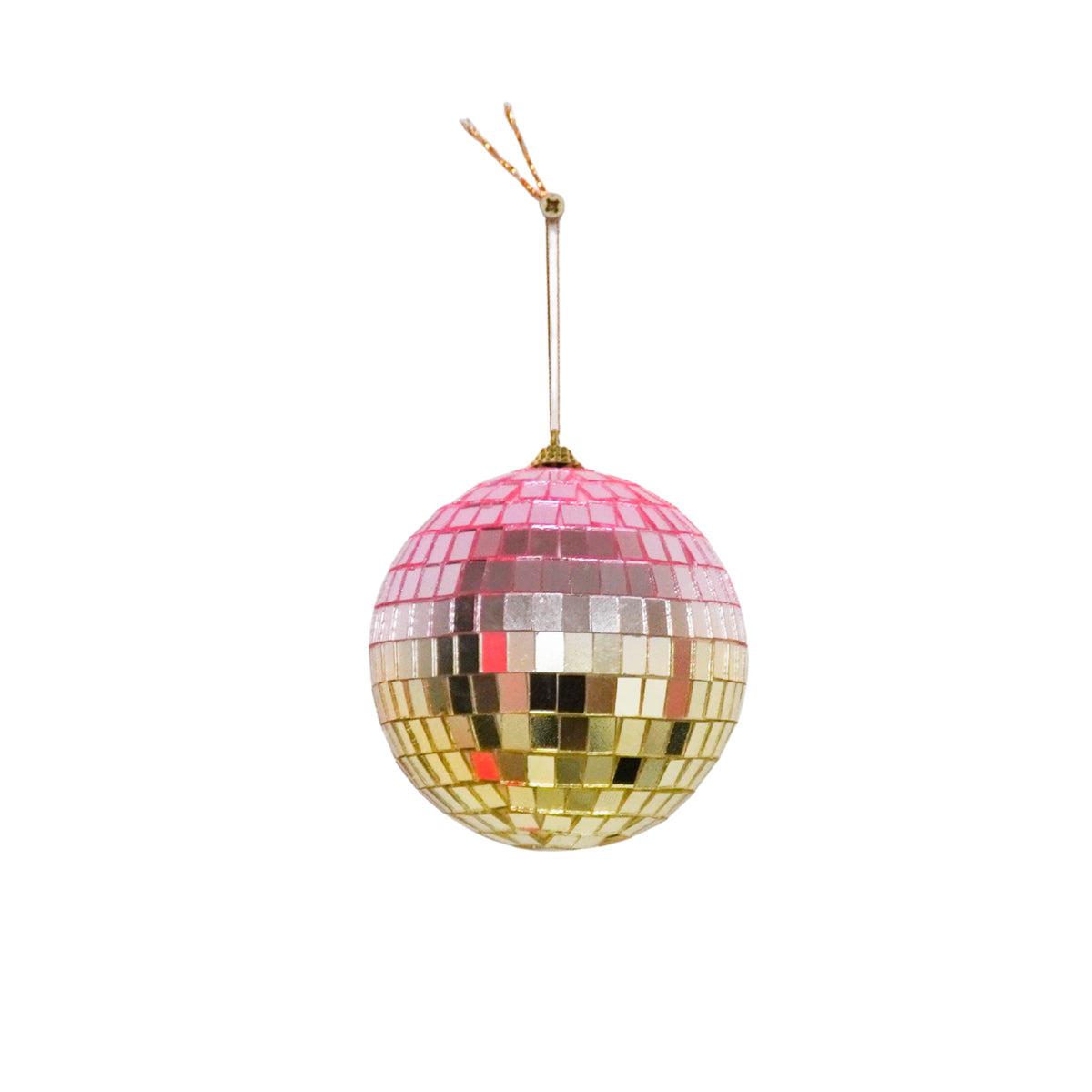 HOUSEVITAMIN KERSTHANGER DISCOBAL FOAM/GLAS ROZE/GOUD 15 CM