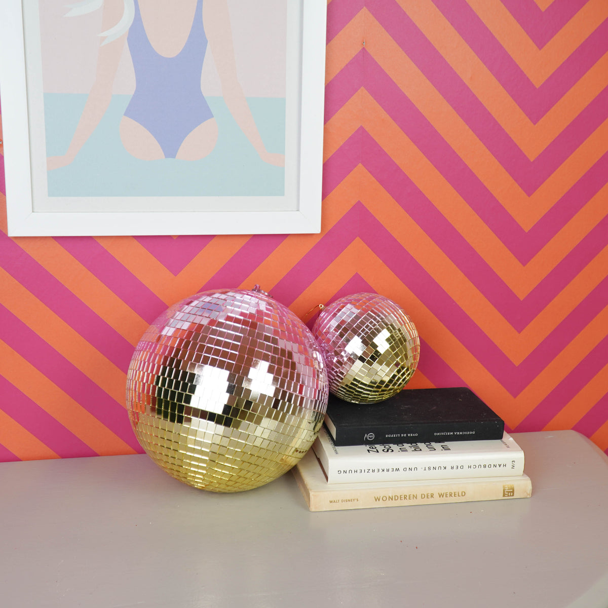 HOUSEVITAMIN KERSTHANGER DISCOBAL FOAM/GLAS ROZE/GOUD 15 CM