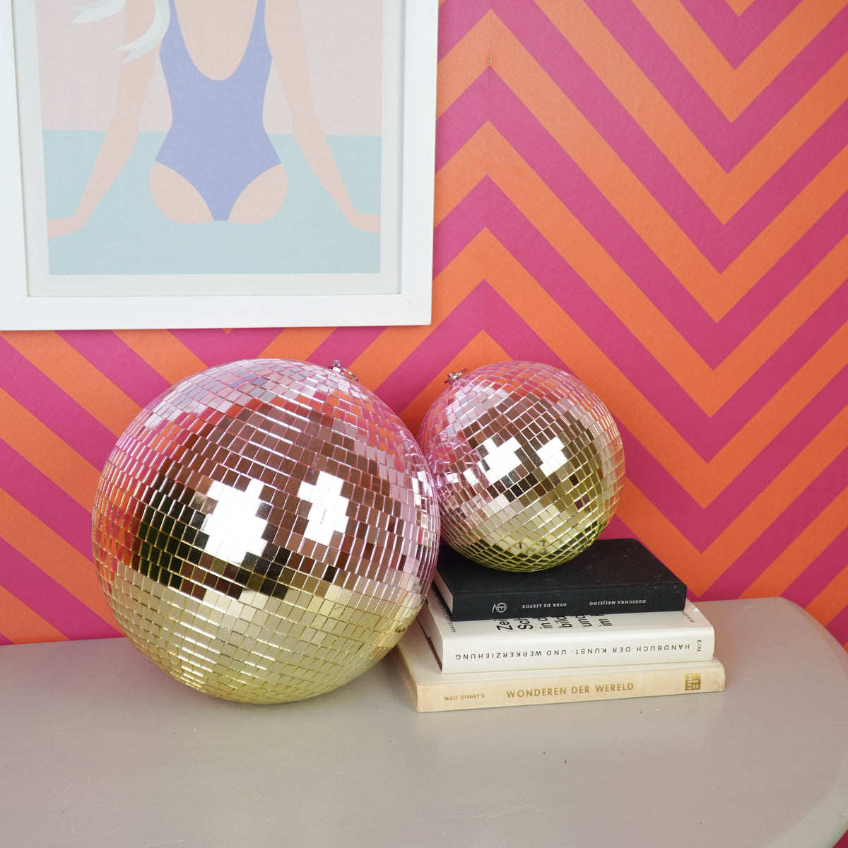 HOUSEVITAMIN KERSTHANGER DISCOBAL FOAM/GLAS ROZE/GOUD 20 CM