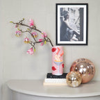 HOUSEVITAMIN SET VAN 6 KERSTHANGERS DISCOBAL SCHUIM/GLAS ROZE/GOUD 6 CM