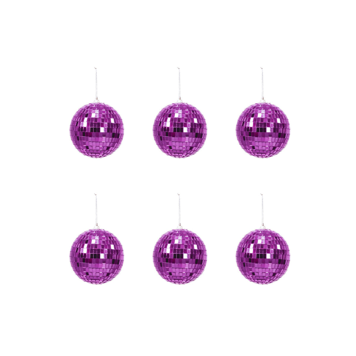 HOUSEVITAMIN SET VAN 6 KERSTHANGERS DISCOBAL FOAM/GLAS ROZE 6 CM