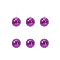 HOUSEVITAMIN SET VAN 6 KERSTHANGERS DISCOBAL FOAM/GLAS ROZE 6 CM