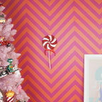 HOUSEVITAMIN DECORATIEVE LOLLY SCHUIM ROOD/WIT GLITTER 35 CM