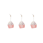HOUSEVITAMIN SET VAN 3 KERSTHANGERS CUPCAKES SCHUIM ROZE/WIT 8 CM
