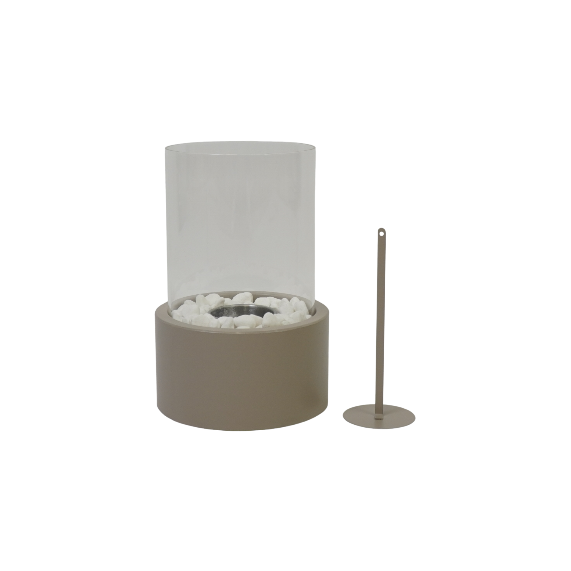 HOUSEVITAMIN TABLE BURNER ROUND METAL/GLASS TAUPE 18X18X26,5CM