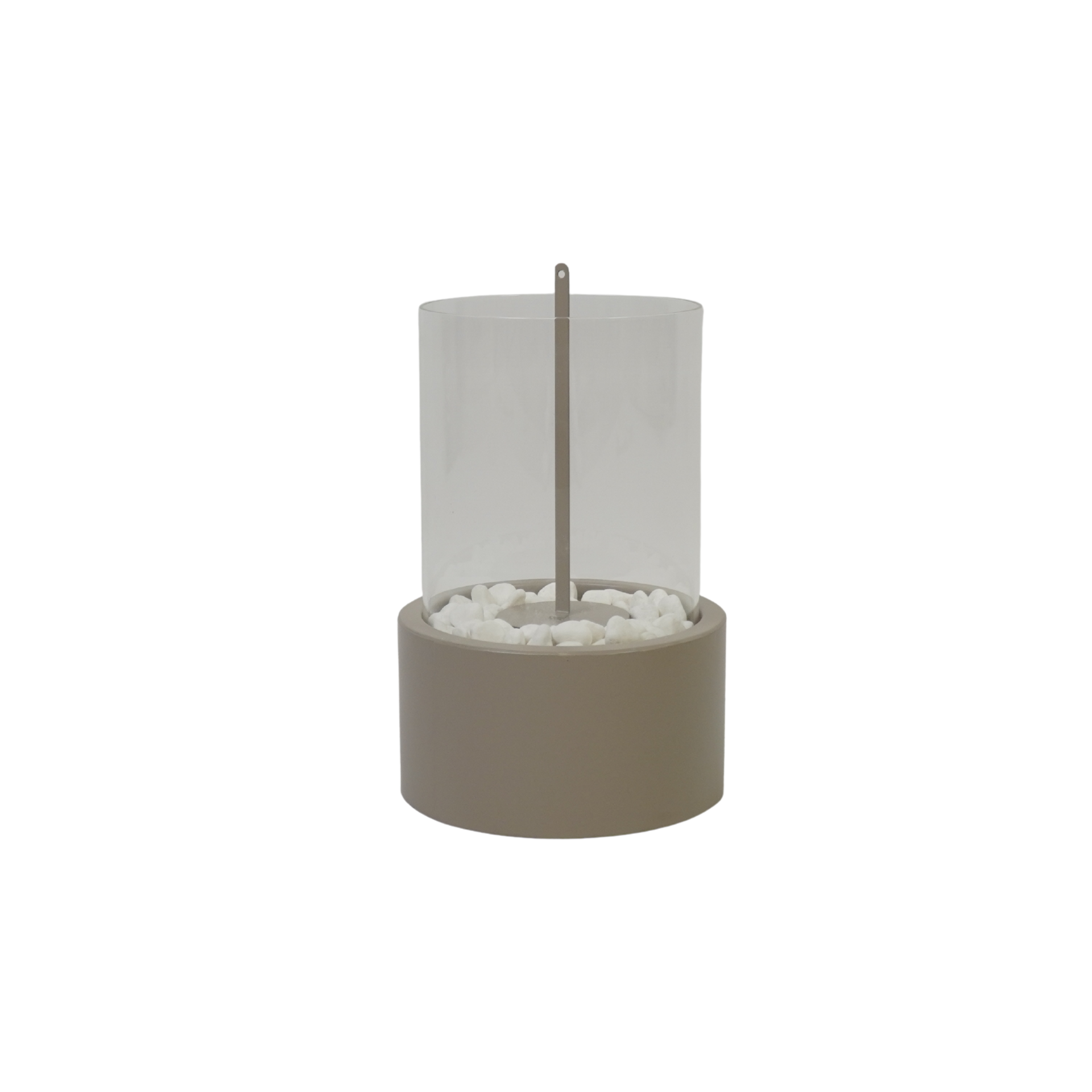 HOUSEVITAMIN TABLE BURNER ROUND METAL/GLASS TAUPE 18X18X26,5CM