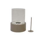 HOUSEVITAMIN RONDE TAFELHAARD METAAL/GLAS TAUPE 28 CM