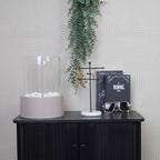 HOUSEVITAMIN RONDE TAFELHAARD METAAL/GLAS TAUPE 28 CM
