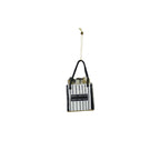 HOUSEVITAMIN KERSTHANGER SHOPPING BAG GLAS ZWART/WIT/GOUD 8,5 CM