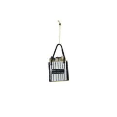 HOUSEVITAMIN KERSTHANGER SHOPPING BAG GLAS ZWART/WIT/GOUD 8,5 CM