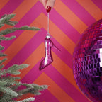 HOUSEVITAMIN KERSTHANGER HIGH HEEL GLAS ROZE 8,5 CM