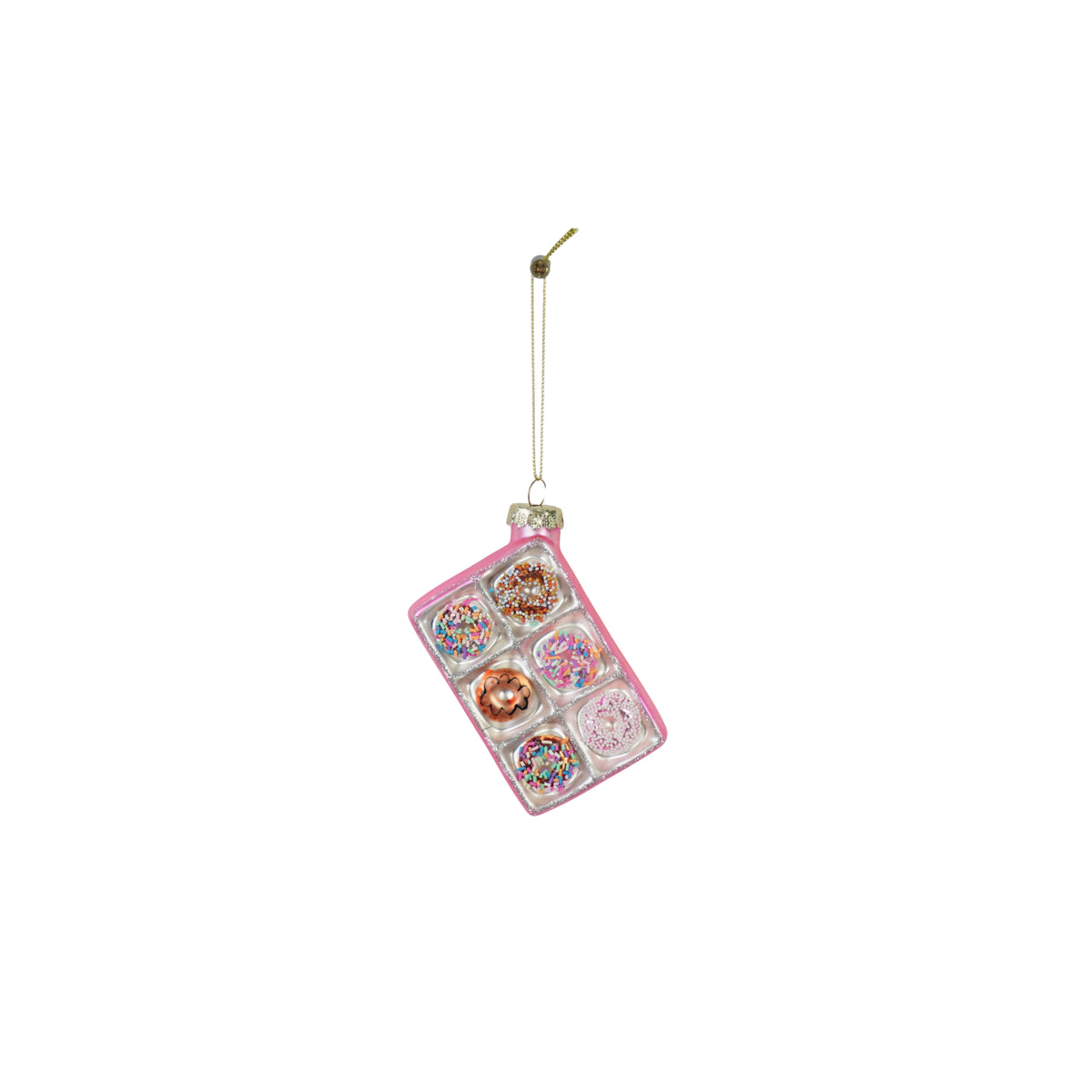 HOUSEVITAMIN KERSTHANGER DONUTDOOS GLAS MULTICOLOR 9 CM