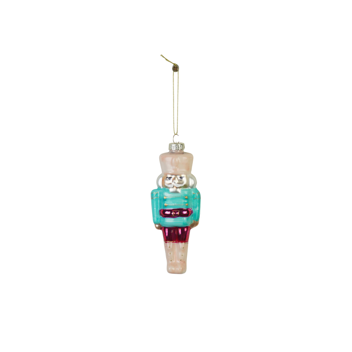 HOUSEVITAMIN KERSTHANGER NOTENKRAKER MET CUPCAKE GLAS BLAUW/ROOD 17 CM