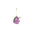 HOUSEVITAMIN KERSTHANGER EENHOORN GLAS ROZE 8,5 CM