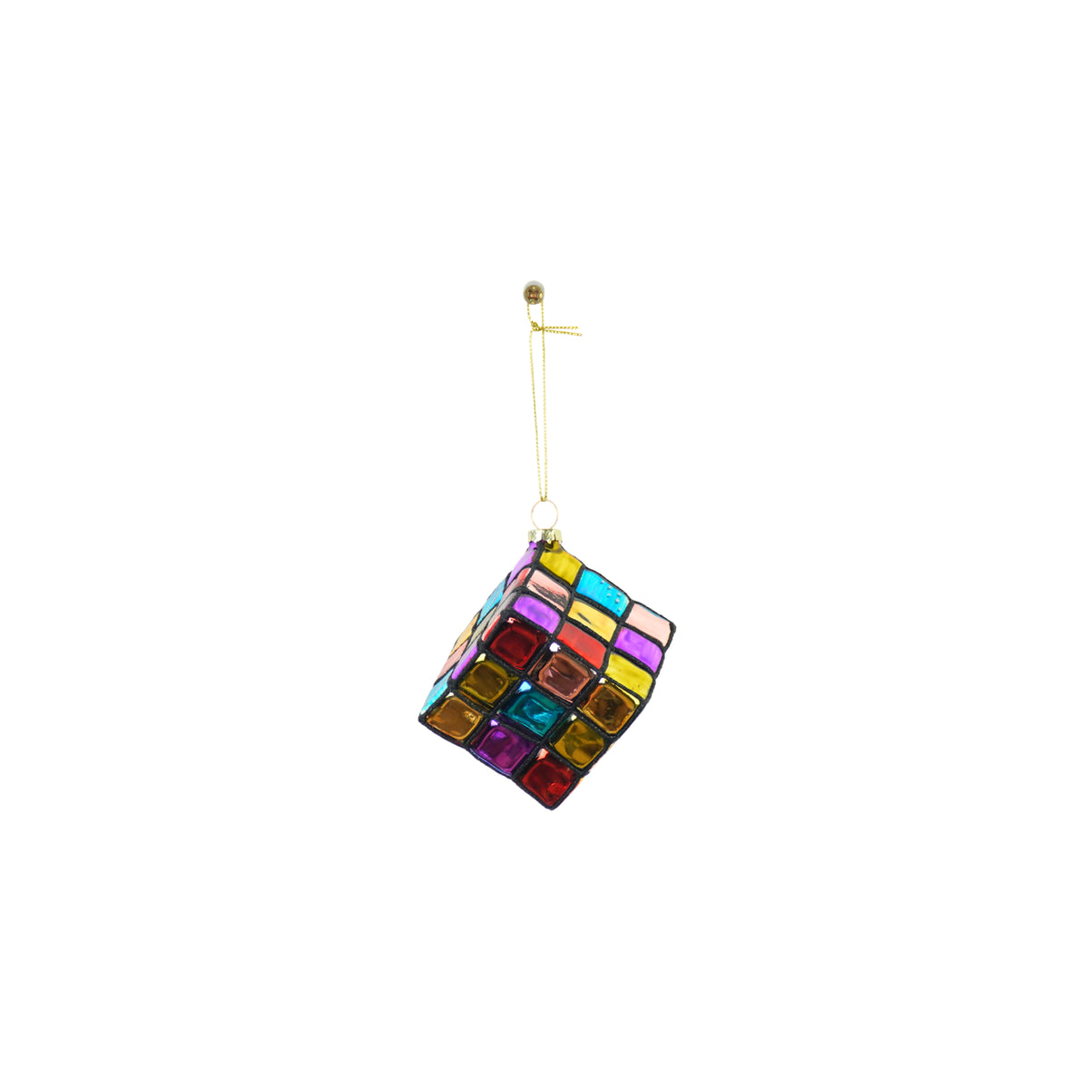 HOUSEVITAMIN KERSTHANGER RUBIX CUBE GLAS MULTICOLOR 5,5 CM