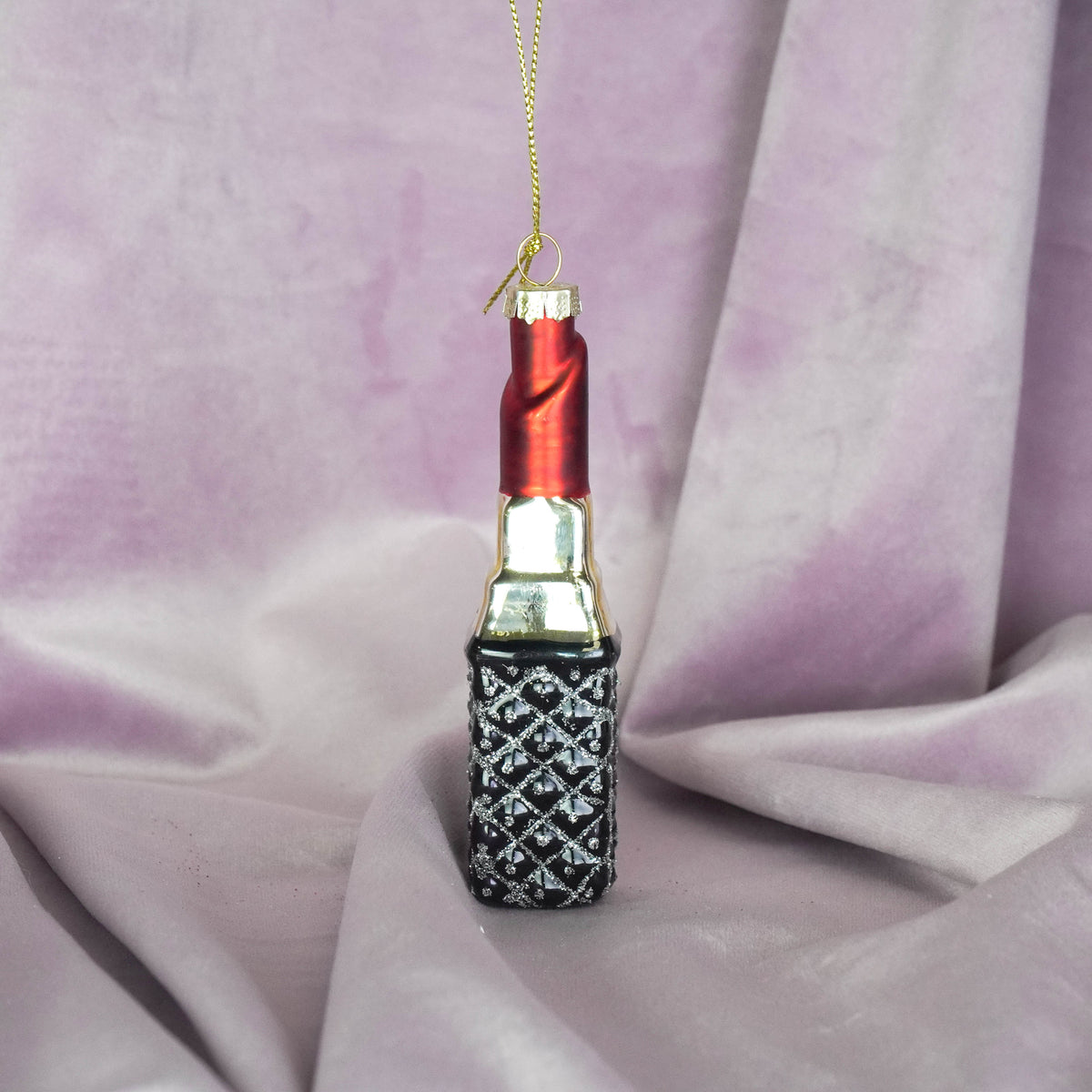 HOUSEVITAMIN KERSTHANGER LIPPENSTIFT GLAS ROOD/GOUD 11 CM