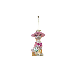 HOUSEVITAMIN KERSTHANGER DIVA KAT GLAS WIT/ROZE 12 CM