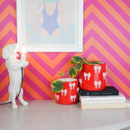HOUSEVITAMIN BLOEMPOT BOW DOLOMIET ROZE/ROOD 13 CM