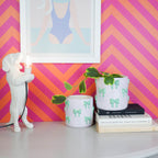 HOUSEVITAMIN BLOEMPOT BOW DOLOMIET LILA/MINT 13 CM