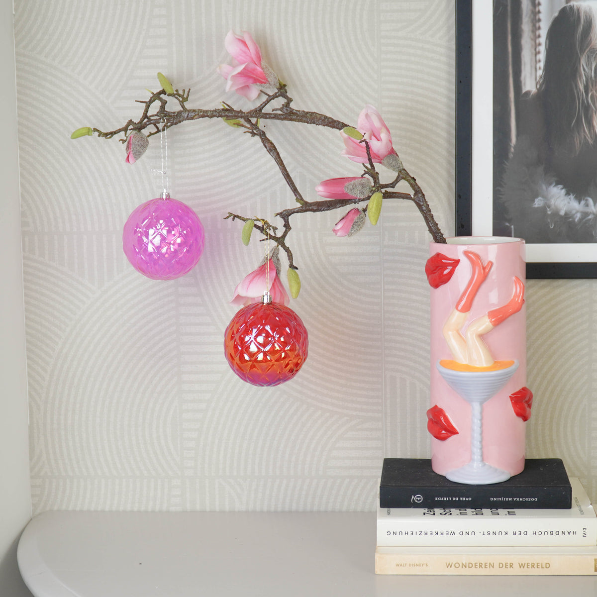 HOUSEVITAMIN KERSTBAL KUNSTSTOF ROZE 10 CM