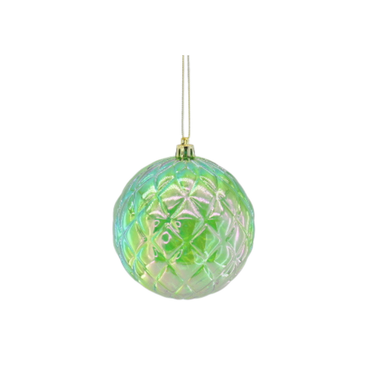 HOUSEVITAMIN KERSTBAL DIAMANTRELIËF KUNSTSTOF GROEN 10 CM
