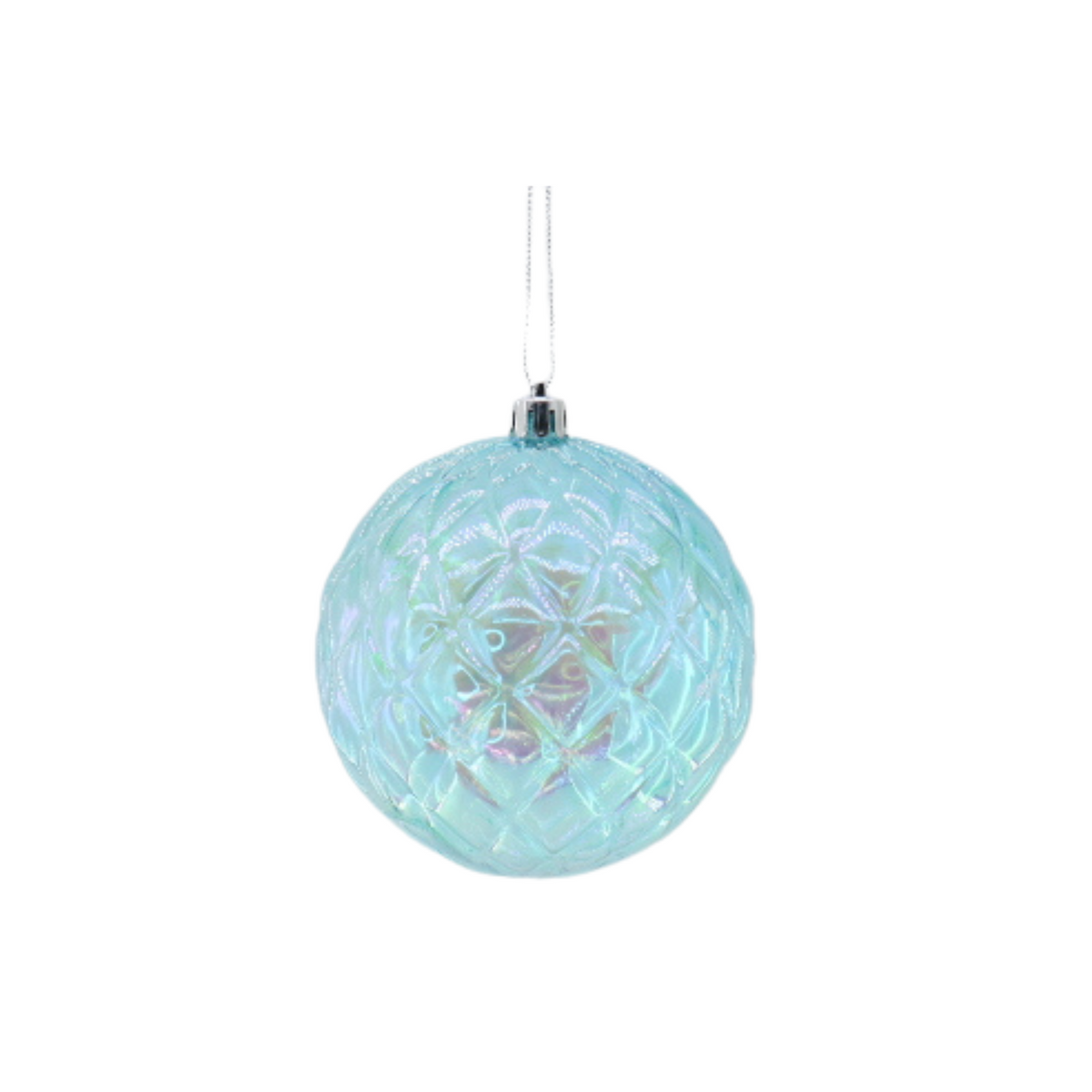HOUSEVITAMIN KERSTBAL DIAMANTRELIËF KUNSTSTOF BLAUW 10 CM