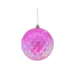 HOUSEVITAMIN KERSTBAL DIAMANTRELIËF KUNSTSTOF ROZE IRISEREND 20 CM