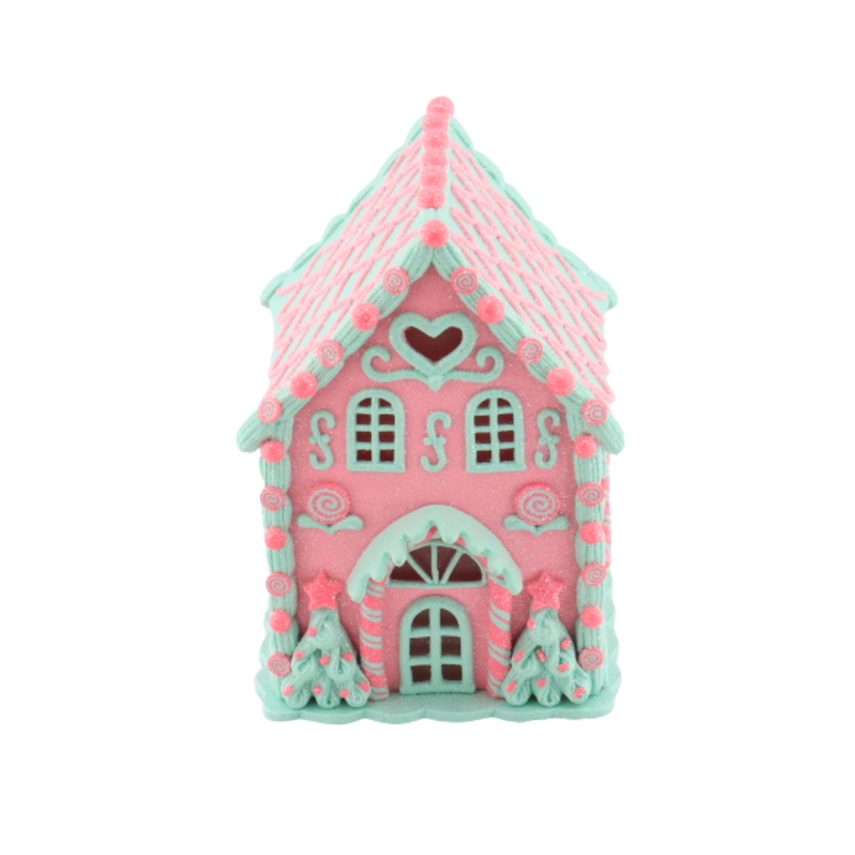 HOUSEVITAMIN LED SNOEPHUISJE POLYRESIN ROZE 13 × 13 × 18,5 CM