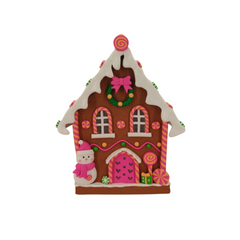 HOUSEVITAMIN LED CANDY HOUSE POLYRESIN BRUIN/ROZE 23,5 CM