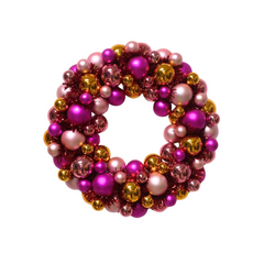 HOUSEVITAMIN KERSTKRANS KERSTBALLEN KUNSTSTOF ROZE/ORANJE 34 CM