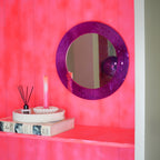 HOUSEVITAMIN RONDE WANDSPIEGEL DISCO GLAS ROZE 40 CM