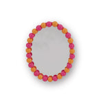 HOUSEVITAMIN OVALE WANDSPIEGEL BUBBLES MDF/GLAS NEONROZE/ORANJE 29 CM