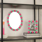 HOUSEVITAMIN OVALE WANDSPIEGEL BUBBLES MDF/GLAS NEONROZE/MINT 29 CM