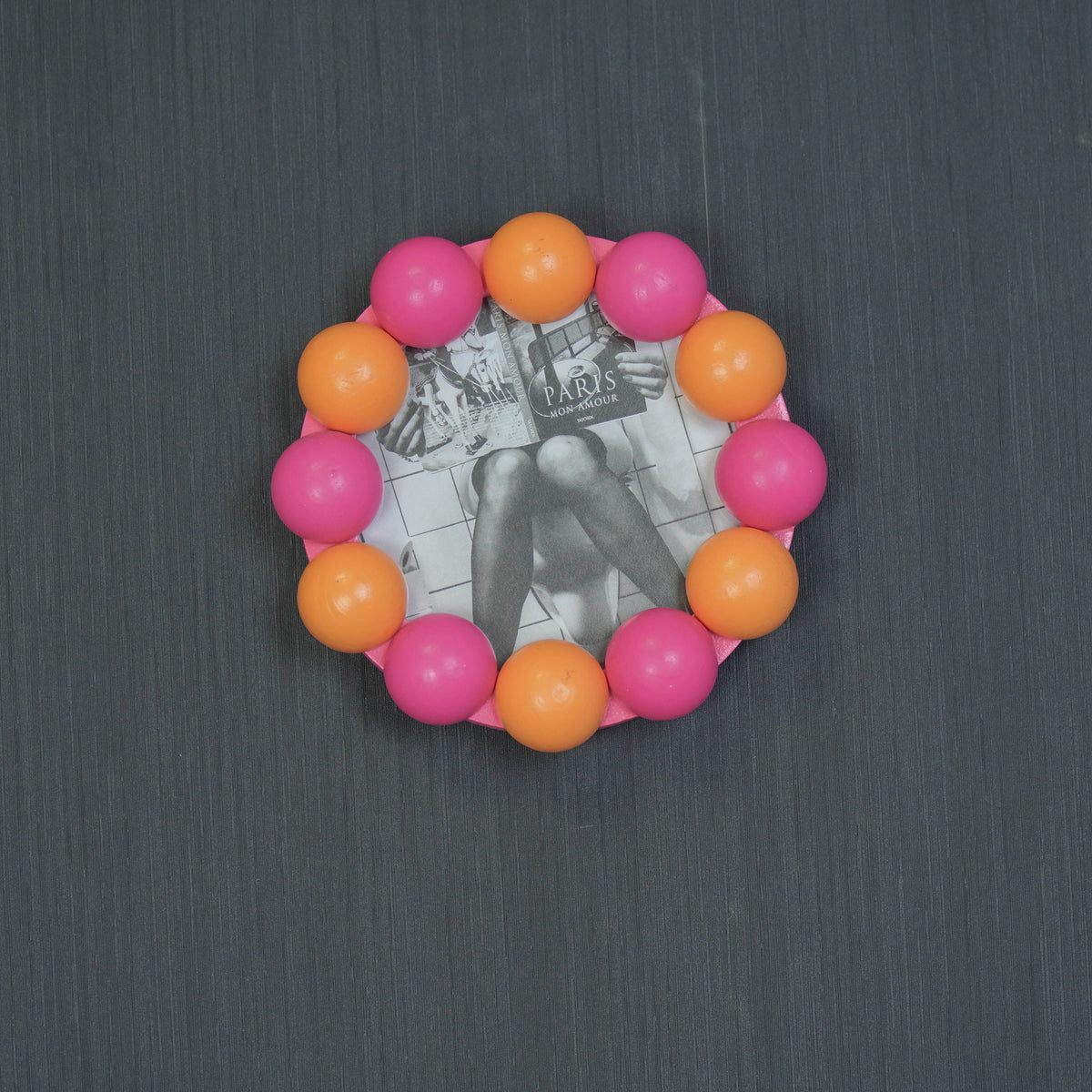 HOUSEVITAMIN FOTOLIJST BUBBLES MDF NEONROZE/ORANJE 14,5 CM