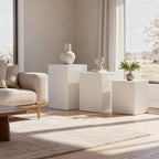 HOUSEVITAMIN SET VAN 3 VIERKANTE BIJZETTAFELS MDF WIT 50/65/80 CM