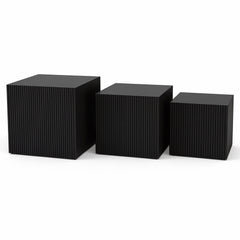 HOUSEVITAMIN SET VAN 3 VIERKANTE BIJZETTAFELS MDF ZWART 28,5/34/40 CM