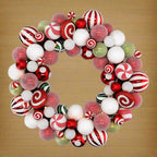 Ronde kerstslinger met ballen en LED-licht Kerstdecoratie Ø 65 cm