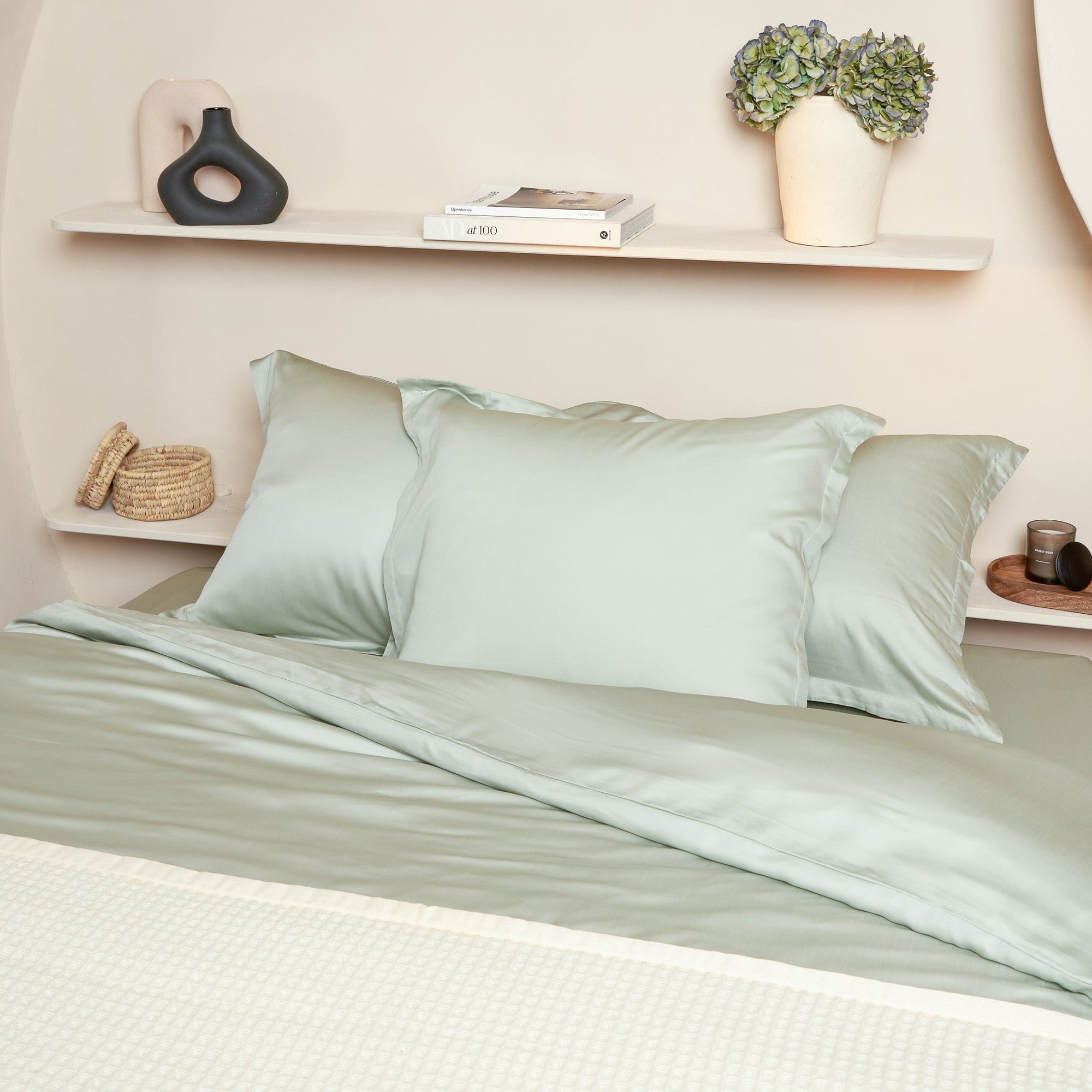 Coco & Cici - Coco & Cici - Tencel kussensloop - 50 x 60 - Beauty pillow - groen grijs - zacht luxe en duurzaam beddengoed - 1 kussensloop 50x60 - Tuincentrum Lopik