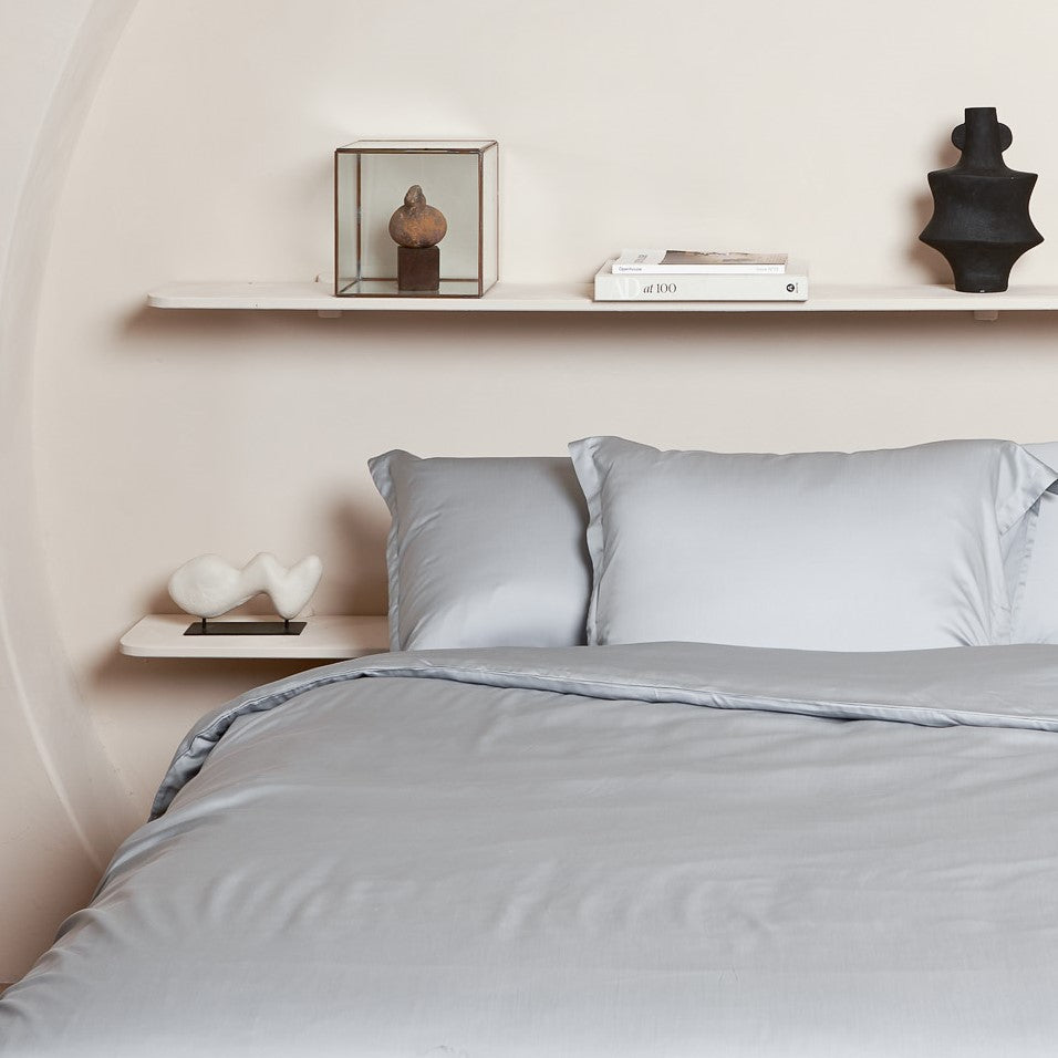 Coco & Cici - Tencel Sateen Kussensloop 70 x 60 cm - Kussenhoes - Lyocell - Extra Zacht & 100% Natuurlijk - Grijs Blauw - Tuincentrum Lopik