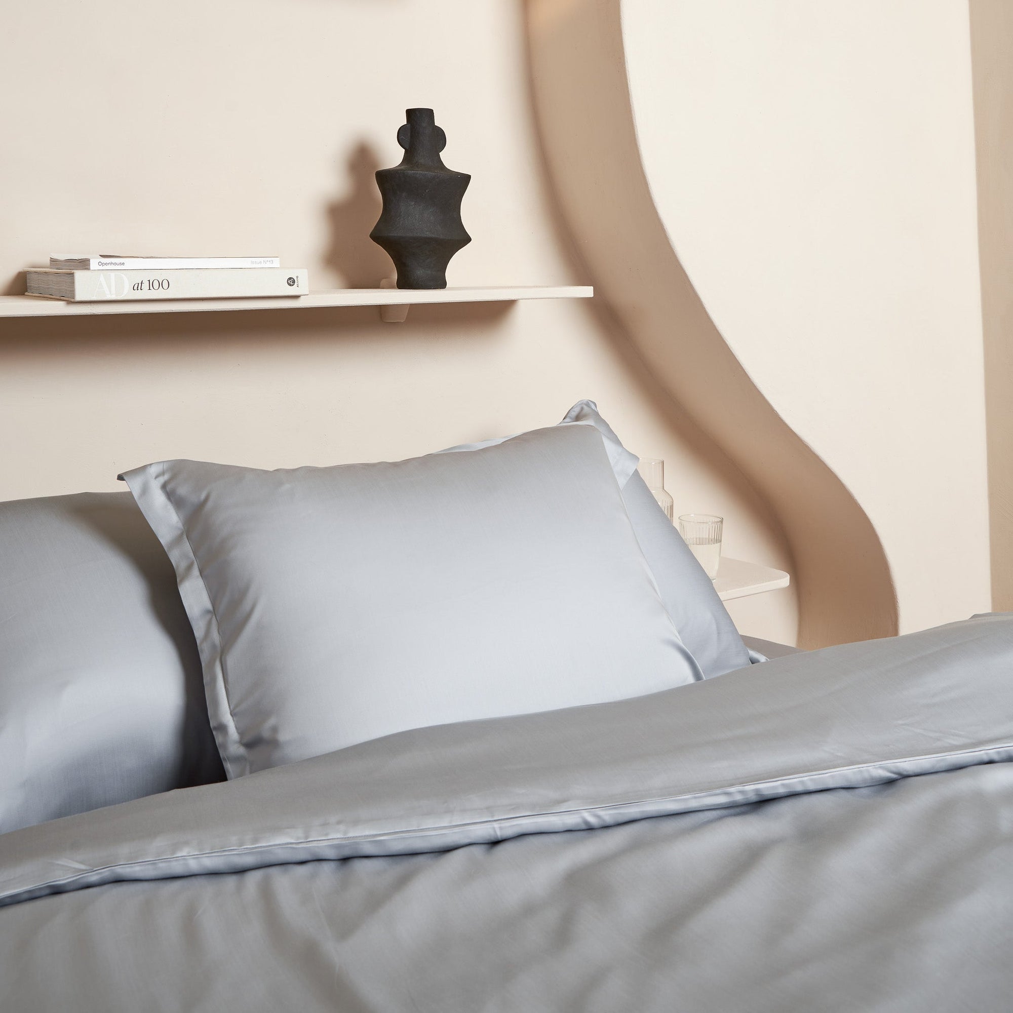 Coco & Cici - Tencel Sateen Kussensloop 70 x 60 cm - Kussenhoes - Lyocell - Extra Zacht & 100% Natuurlijk - Grijs Blauw - Tuincentrum Lopik