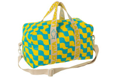 J-LINE STRANDTAS GEOMETRIC KATOEN BLAUW/GEEL 60 CM