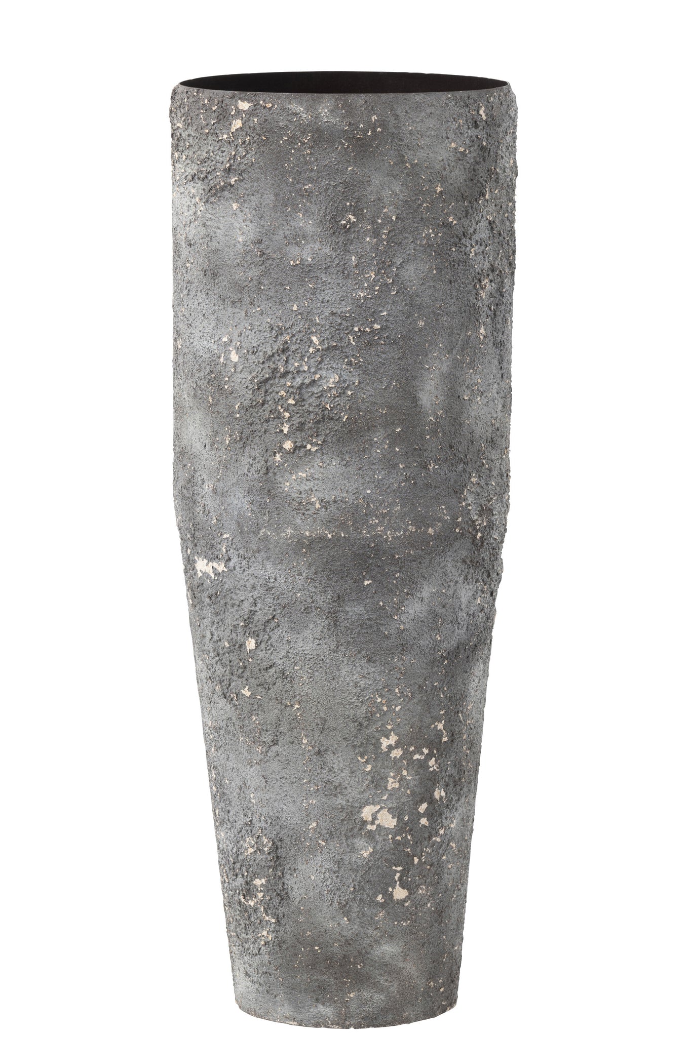 J-LINE VASE CYLINDER ROUGH METAL GREY