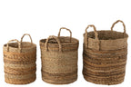 Set Of 3 Baskets Lucie Raffia Natural - Tuincentrum Lopik