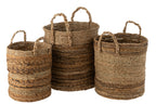 Set Of 3 Baskets Lucie Raffia Natural - Tuincentrum Lopik