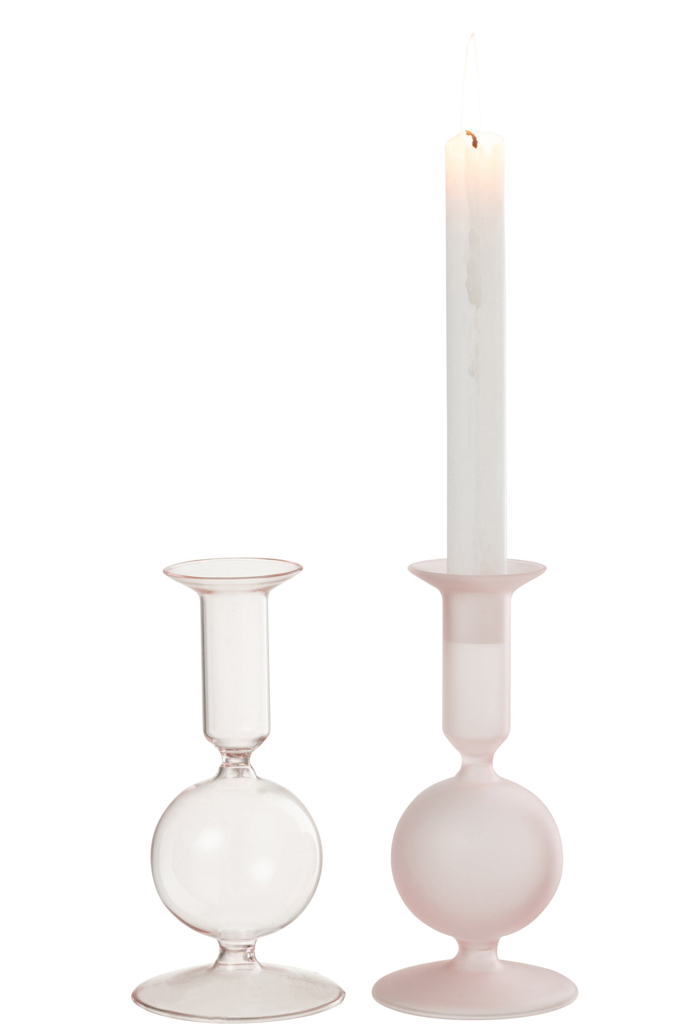 J-LINE KAARSENHOUDER 1 ORB MAT/TRANSPARANT GLAS LICHTROZE SET VAN 2 - Tuincentrum Lopik