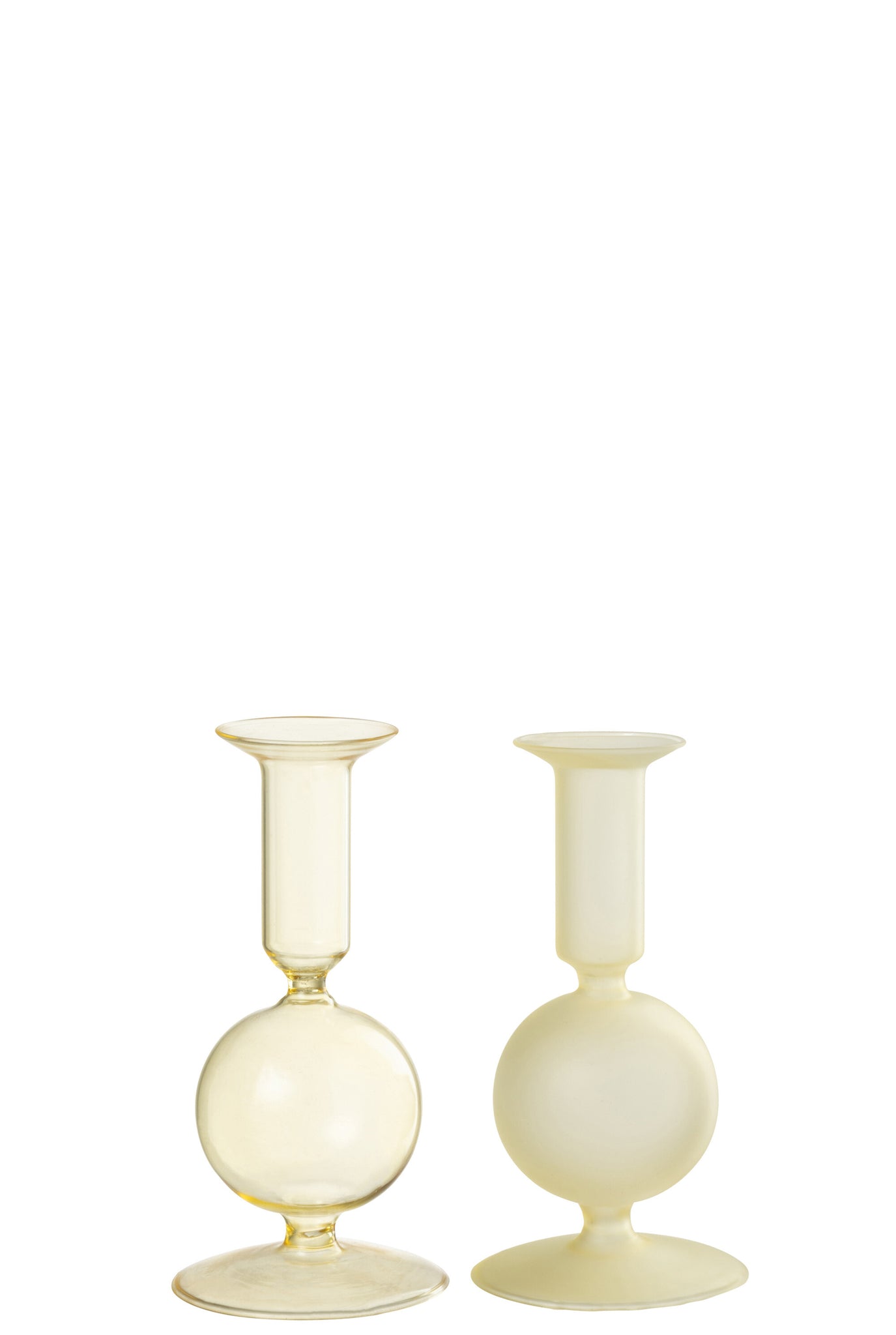 J-LINE KAARSENHOUDER 1 ORB MAT/TRANSPARANT GLAS LICHTGEEL KLEIN SET VAN 2 - Tuincentrum Lopik